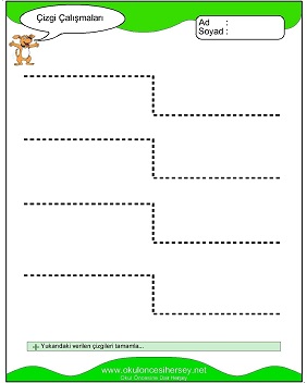 okul öncesi çizgi çalışma sayfaları
